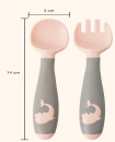 Baby Twist Spoon Fork Set with Travel Case Easy Grip Bendable Toddler Training Set Pink